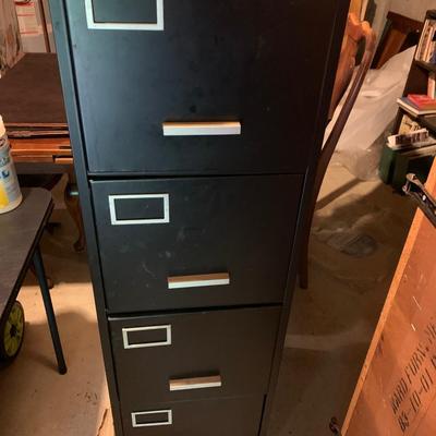 Vintage 4 Drawer Black Metal File Cabinet