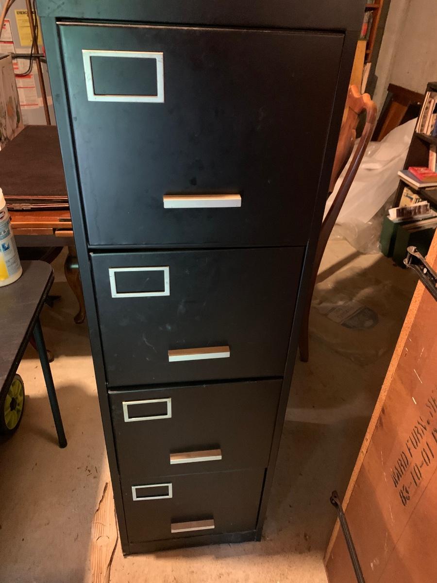 Vintage 4 Drawer Black Metal File Cabinet | EstateSales.org