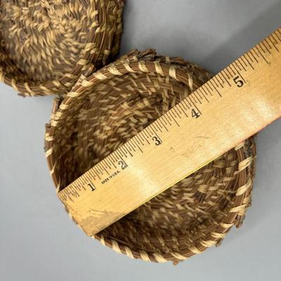 Pair of Small Rustic Weaved Basket Ingredient Trinket Trays