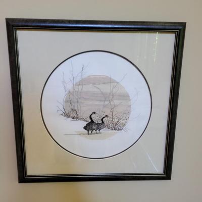 Framed Cross Stitch of Geese by Yolanda Hall (LR-DW)