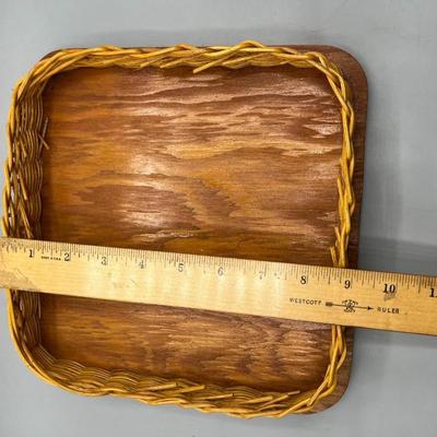 Vintage Weaved Wooden Rustic Napkin Kitchen Display Tray