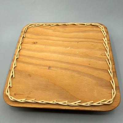 Vintage Weaved Wooden Rustic Napkin Kitchen Display Tray