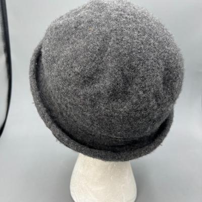 Vintage Wool Gray Womens Bowler Style Fashionable Cap Hat