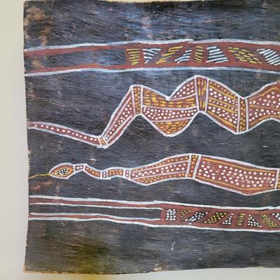 Primitive Aboriginal Snakes Painted on Bark (LR-DW)