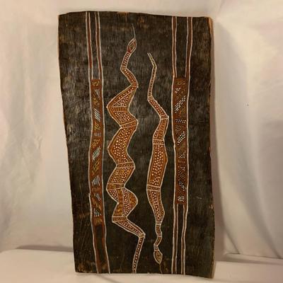 Primitive Aboriginal Snakes Painted on Bark (LR-DW)