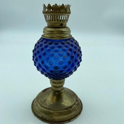 Blue oil lamp-missing pieces to make it a oil lamp
