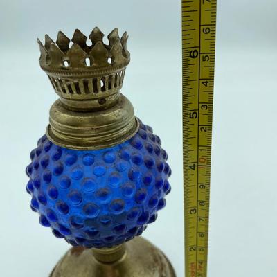 Blue oil lamp-missing pieces to make it a oil lamp