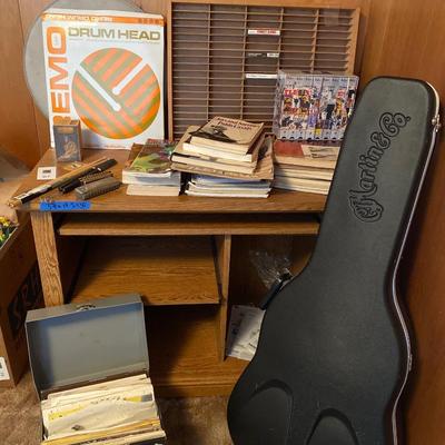 Lot of music items with desk