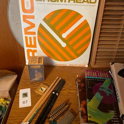Lot of music items with desk