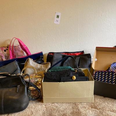 Collection of purses and scarves