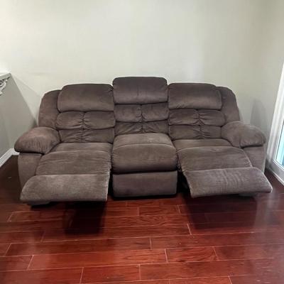 LEGGETT&PLATT ~ Brown Upholstered Reclining Sofa