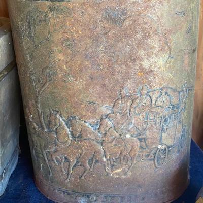 Vintage Planter and Weibad Trash Can