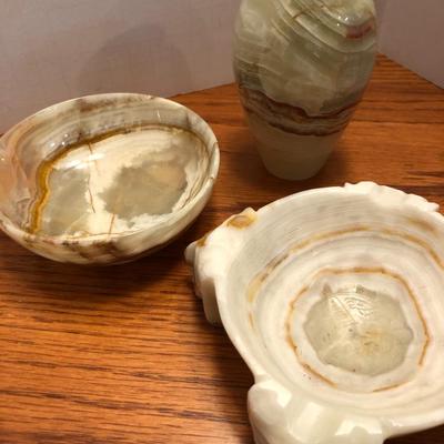 3 Piece Stone Vase, Bowl & Ashtray -Lot 295
