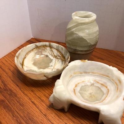 3 Piece Stone Vase, Bowl & Ashtray -Lot 295