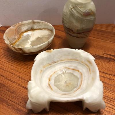 3 Piece Stone Vase, Bowl & Ashtray -Lot 295