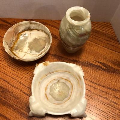 3 Piece Stone Vase, Bowl & Ashtray -Lot 295