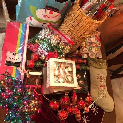 *MEGA* Christmas Lot: Ribbons,Tags,Wrap,Lights,Ornaments,Tree Skirt & More - Lot 297