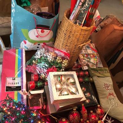 *MEGA* Christmas Lot: Ribbons,Tags,Wrap,Lights,Ornaments,Tree Skirt & More - Lot 297