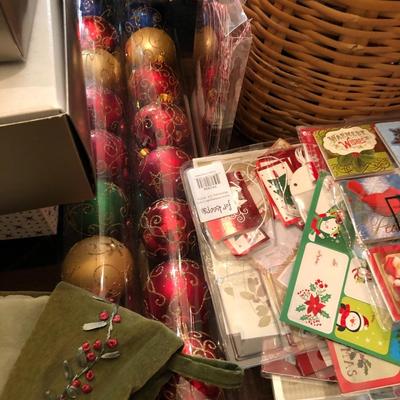 *MEGA* Christmas Lot: Ribbons,Tags,Wrap,Lights,Ornaments,Tree Skirt & More - Lot 297