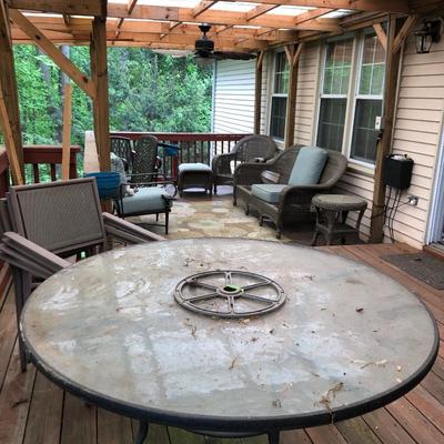 Round Patio Table & 4 Stackable Chairs -Lot 410