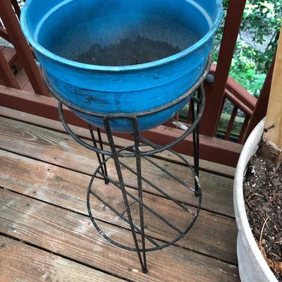 Three Plant Pots & Two Plant Stands -Lot 412