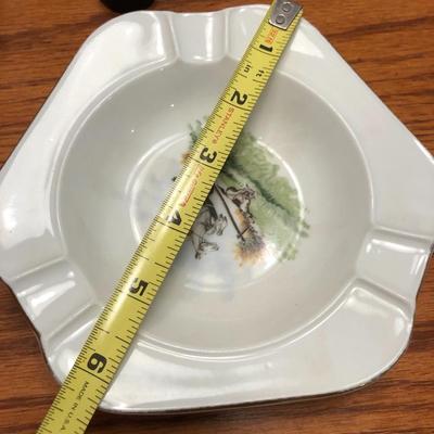 Antique Miniature Metal Figurines (England) + VTG H&G Ashtray (Germany) - Hunting  -Lot 415
