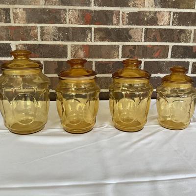 Set of 4 Amber Canisters