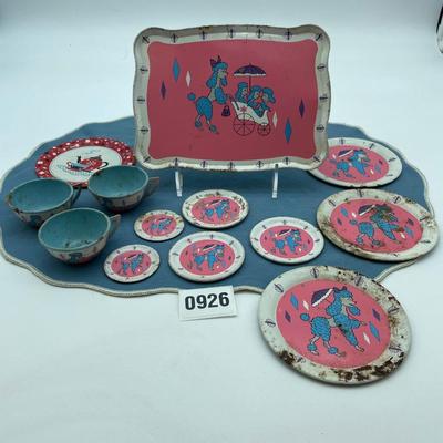 Tin Litho Ohio Art tea set