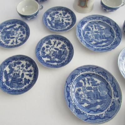 Child's Vintage Japan Blue Willow Dishes