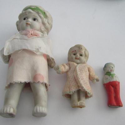 3 Old Bisque Small Dolls, Japan