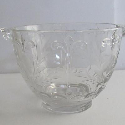 Vintage Pressed and Wheel Cut Glass Ice Bucket