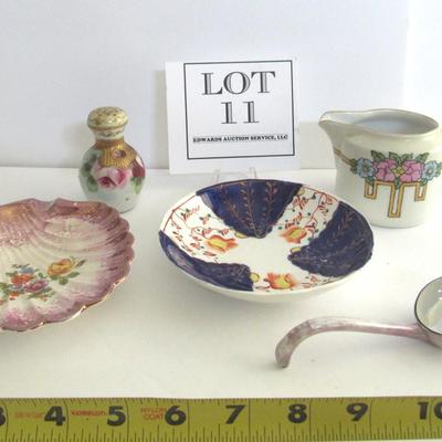 Lot of Misc Antique Dishes, Gray's Pottery, Gaudy Dutch, Selesia, Japan Lusterware Ladel