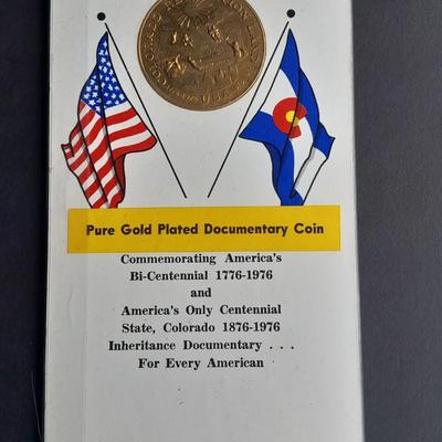 Pure Gold plated Documentary Coin Commemorating America's Bi-Centennial COLORADO COIN