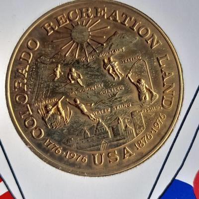 Pure Gold plated Documentary Coin Commemorating America's Bi-Centennial COLORADO COIN