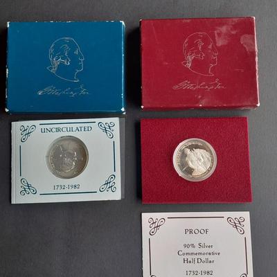 1981 & 1982 George Washington Commemorative Proof Silver Half Dollar