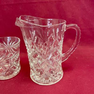 5â€ pressed glass cream and sugar
