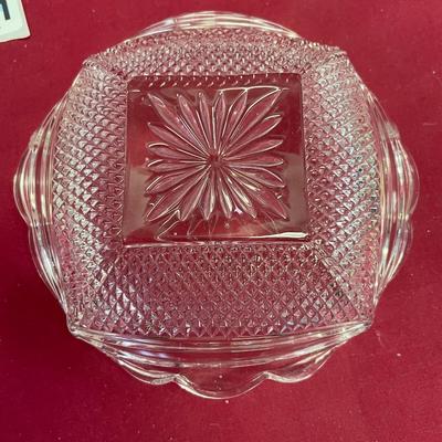 Set of 5 depression era 5 1/2â€square point dish/pressed glass