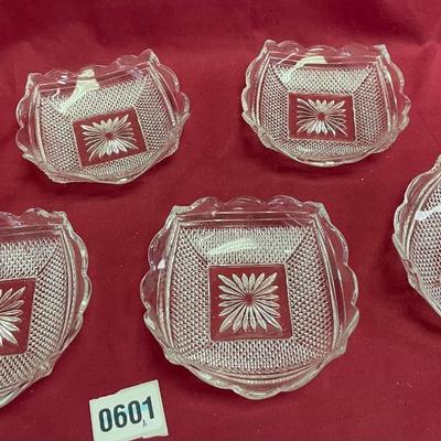 Set of 5 depression era 5 1/2â€square point dish/pressed glass