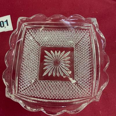 Set of 5 depression era 5 1/2â€square point dish/pressed glass