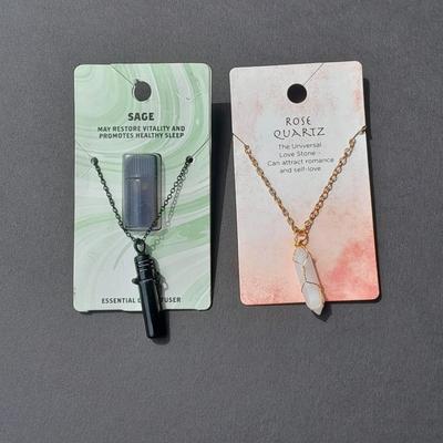 Metaphysical Rose Quartz necklace Love stone & Sage Essential Diffuser necklace Restore Vitality