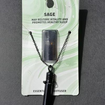 Metaphysical Rose Quartz necklace Love stone & Sage Essential Diffuser necklace Restore Vitality
