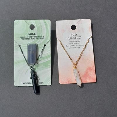 Metaphysical Rose Quartz necklace Love stone & Sage Essential Diffuser necklace Restore Vitality