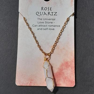 Metaphysical Rose Quartz necklace Love stone & Sage Essential Diffuser necklace Restore Vitality