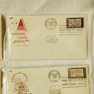 6 - FIRST DAY STAMPS - 1960 & 61 AMERICAN CREDO
