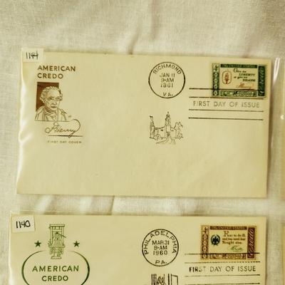 6 - FIRST DAY STAMPS - 1960 & 61 AMERICAN CREDO