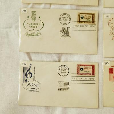 6 - FIRST DAY STAMPS - 1960 & 61 AMERICAN CREDO
