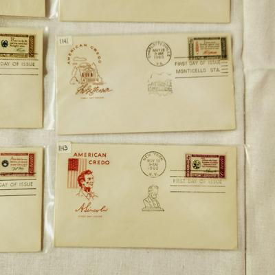6 - FIRST DAY STAMPS - 1960 & 61 AMERICAN CREDO