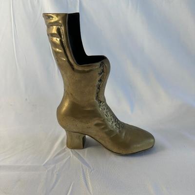 Vintage Brass Victorian Ladies Boot Planter