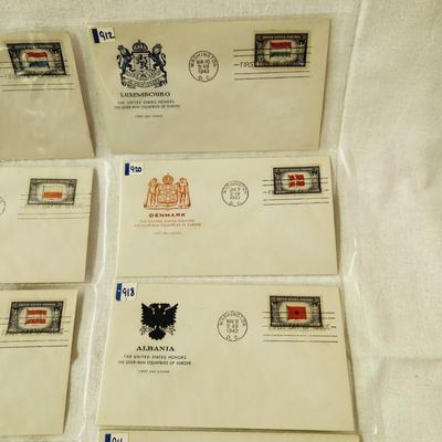 12 - FIRST DAY STAMPS - 1943 THE UNITED THE OVER RUN COUNTRIES OF EUROPE