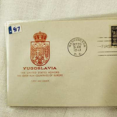 12 - FIRST DAY STAMPS - 1943 THE UNITED THE OVER RUN COUNTRIES OF EUROPE